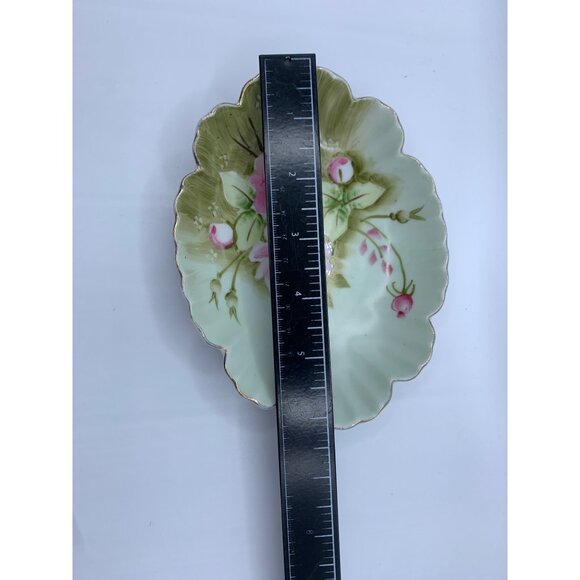 Lefton China Hand Painted Floral Oval Dish 6.5 inch Decorative Dish w Pink Roses - Picture 5 of 10